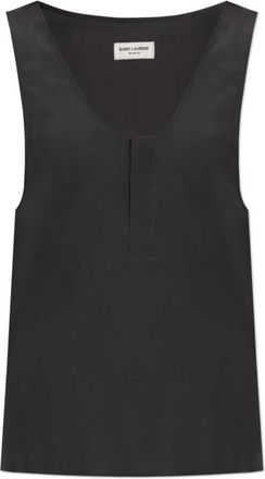 Saint Laurent Zijden top - Dames - Tops zonder mouwen - Grijs - S - Tops