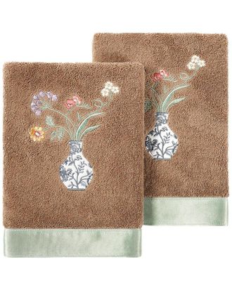 Linum Home Textiles 100% Turkish Cotton Stella 2Pc Embellished Hand Towel Set