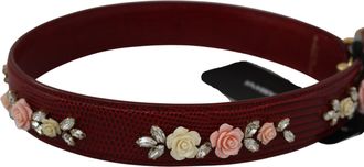 Dolce & Gabbana Vrouwen rood leer gebloemde tas accessoire schouderriem