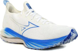 Mizuno Mens Mizuno Wave Neo Wind 411367.01PE White Blue Running Shoes RHS6451