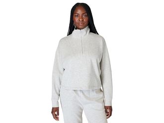 Sweaty Betty Sand Wash Funnel Neck 1/2 Zip Womens Sweatshirt Ice Grey Marl : 2XL, Elastane/Modal/Polyester