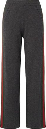 Gucci Pantalones de ocio en lana fina con detalle Web - Trousers - Mujer - Gris - M