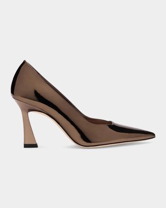 Stuart Weitzman 85mm Vinnie Metallic Leather Pumps