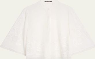 Kobi Halperin Cyra Embroidered Lace-Inset Blouse
