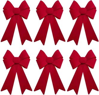 OEM Lazo Navidad - 28x43 Cm - Para &Aacute;rbol, Corona Y Puerta - Interior Exterior - Rojo - 6 Unidades