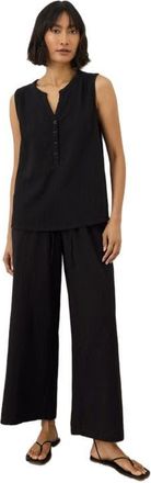Pact Organic Cotton Coastal Double Gauze Henley Tank in Jet Black at Nordstrom, Size Medium