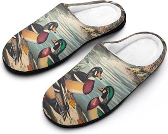 Generic Vintage Spring Wild Ducks Slippers Men Winter Warm Cotton Anti-Slip Indoor Slip-Ons House Shoes