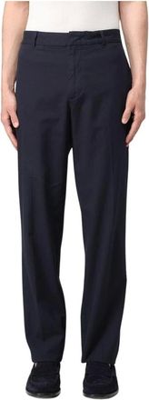 Emporio Armani Broeken, Heren, Blauw, L, Katoen, Casual broek met relaxte pasvorm