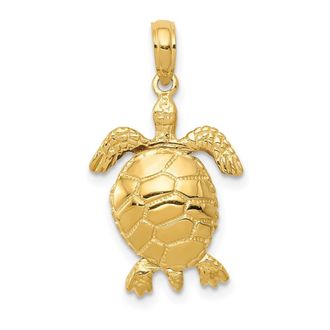Diamond2Deal 10k Yellow Gold 3-D Moveable Turtle Pendant