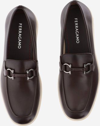 Ferragamo Mens Leather Loafers Brown Calf