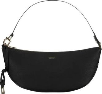 Ferragamo Chic Leren Halvemaan Schoudertas - Dames - Schoudertassen - Zwart - ONE Size - Leer - Tassen