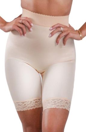 Rago High Waist Mid Thigh Short in Beige at Nordstrom, Size 44