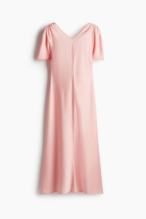 H&M Satinkleid mit Bindeb&auml;ndern im R&uuml;cken - Hellrosa