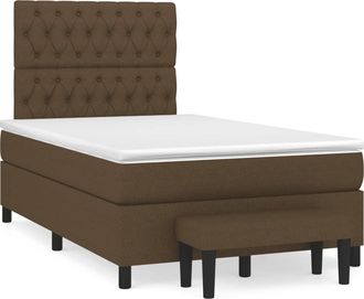 vidaXL Cama Box Spring Con Colch&oacute;n Tela Marr&oacute;n Oscuro 120x190 Cm Vidaxl