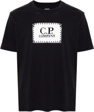 C.P. Company Zwart Logo Print Korte Mouw Tee - Heren - T-shirts - Zwart - L - Katoen - Tops
