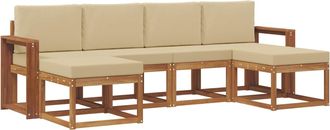 vidaXL Conjunto De Sof&aacute;s De Exterior 6 Uds. Natural Y Beige Vidaxl