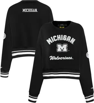 Pro Standard Womens Pro Standard Black Michigan Wolverines Pearl Cropped Pullover Sweatshirt at Nordstrom, Size X-Large