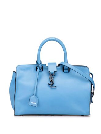 Saint Laurent 2015 kleine Monogram Cabas leren tas - Blauw