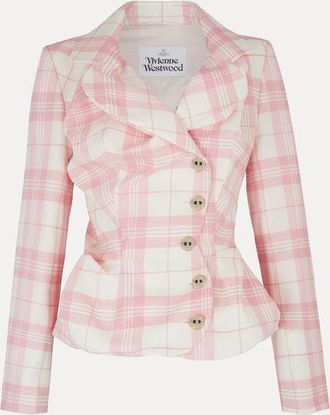 Vivienne Westwood Drunken Tailored Jacket Coquette Check Ivory-pink 38 Women