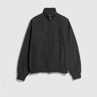Gucci Prince Of Wales Nylon Zip Jacket, Size 48, Black, Ready-to-wear