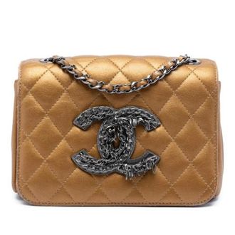 Chanel Pre-owned Vintage Quilted Lambskin Crossbody Bag - Dames - Pre-owned - Geel - Maat: ONE Size Leer