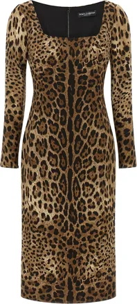Dolce & Gabbana Brown Viscose Midi Womens Dress