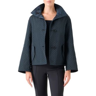 Akris Polka Dot Reversible Jacket in Black-Navy at Nordstrom, Size 12