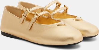 Prada Metallic leather Mary Jane flats