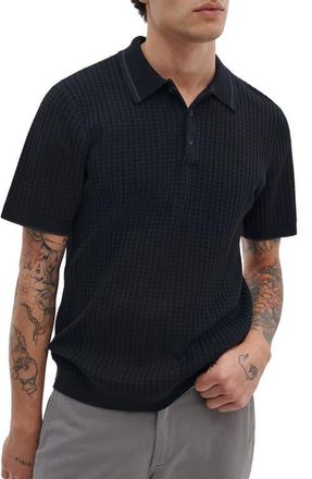 Rag & Bone Harvey Rib Polo Sweater in Black at Nordstrom, Size Xx-Large