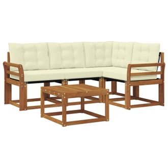 vidaXL Conjunto De Sof&aacute;s De Exterior Con Coj&iacute;n 5 Pcs Natural Y Crema Vidaxl