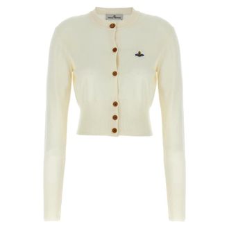 Vivienne Westwood Cardigans, female, White, Size: S Cropped Cardi Sweater