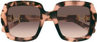 Chlo&eacute; 52mm Gradient Square Sunglasses in Havana at Nordstrom