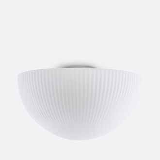 La Redoute Interieurs Plafondlamp of wandlamp, in gestreept opaline glas, diameter 33 cm, Loulou