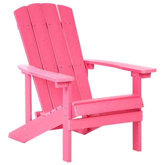 Beliani Silla De Jard&iacute;n De Madera Pl&aacute;stica Tumbona De Exterior Rosa Adirondack