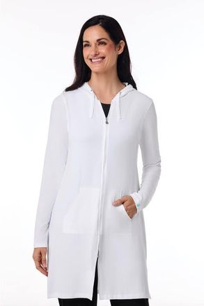 Coolibar Womens Cabana Long Zip-Up Hoodie, UPF 50+ Sun Protection in White at Nordstrom, Size Xx-Large