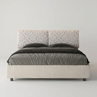 Itamoby Contenedor Cama Matrimonio 160x190 Tela Mados Giada Agata - Blanco