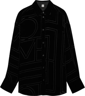 Toteme Monogram Devore Shirt - Black - 32 (UK4 / Xxs)
