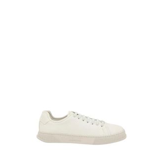 Ferragamo Schoenen, Heren, Wit, 42 EU, Leer, Leren Sneakers met Iconisch Monogram