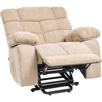 Beliani Beliani - Sill&oacute;n Reclinable El&eacute;ctrico Tapizado De Tela Moderno Reposapi&eacute;s Elevable Revistero Beige Ares