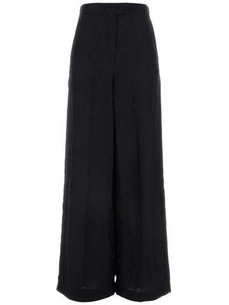 Fendi monogram jacquard silk trousers - women - Silk - 40 - Black