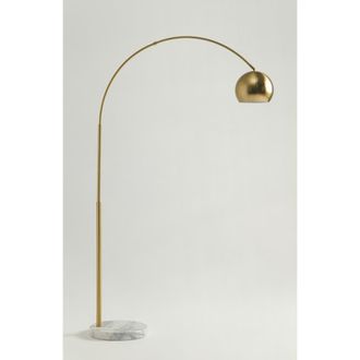 Brightech Olivia 75 Adjustable LED Floor Lamp with Metal Bowl Shade and Marble Base, Bulb Included in Polished Brass at Nordstrom