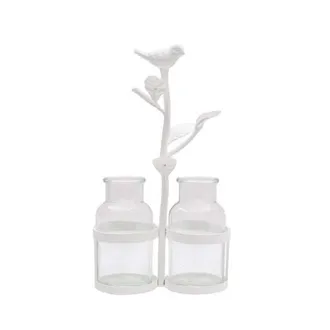 Foreside Home And Garden Winslet White Botanical Birds Vases at Nordstrom