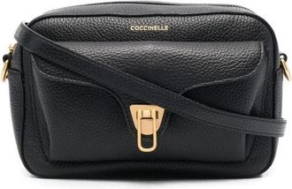 Coccinelle Pebbled Leather Shoulder Bag With Gold Tone Accents