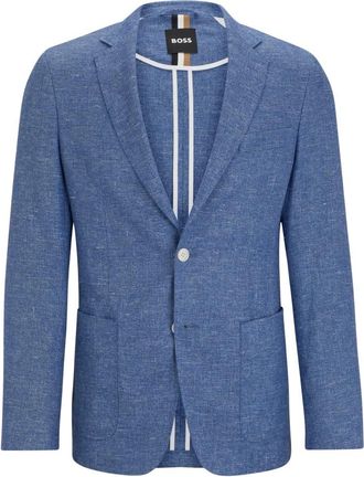 HUGO BOSS Heren, Jassen, Blauw, Maat: XL Linnen