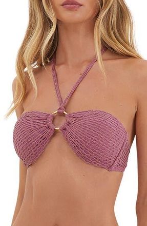 Vix Solid Ring Halter Tie Bandeau Bikini Top in Pink at Nordstrom Rack, Size X-Large