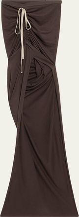 Rick Owens x Moncler Drawstring Ruched Slit Maxi Skirt