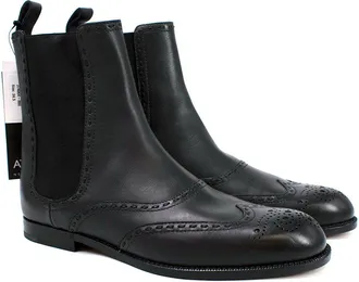 Bottega Veneta Black Brogue Leather Boots Size 35