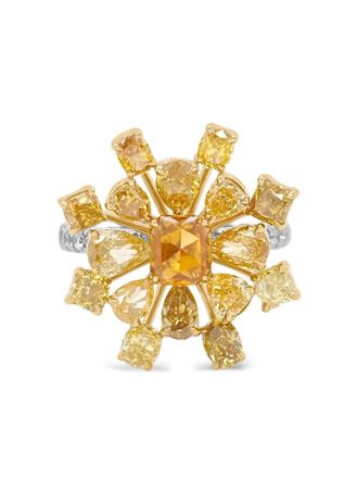 HYT Jewelry Anello in oro bianco e giallo 18 carati con diamanti - Argento