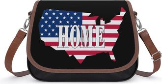 Generic Map of U.S. Flag with Home Small Womens Crossbody Bags Shoulder Handbag with Adjustable Strap for Travel