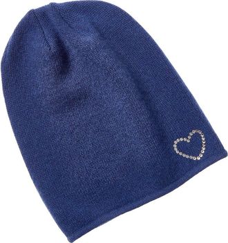 Portolano Crystal Stones Heart Wool & Cashmere-Blend Hat